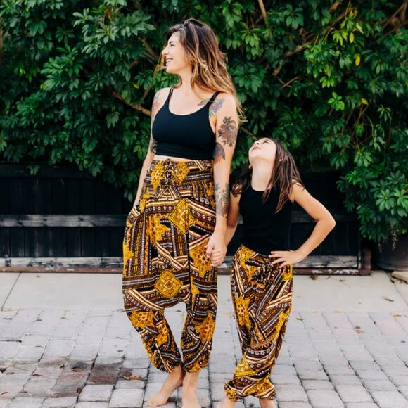 Kids Jakarta Harem Pant Unisex Drawstring Elastic Waist Travel Boho Pocket Pants - Picture 5 of 16